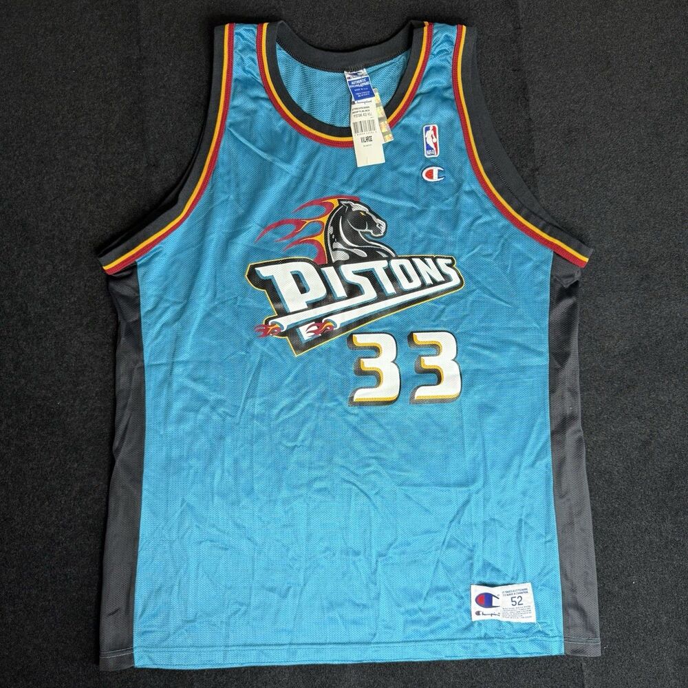NWT Vintage 90s Champion Grant Hill #33 Detroit Pistons Jersey 52 XXL USA